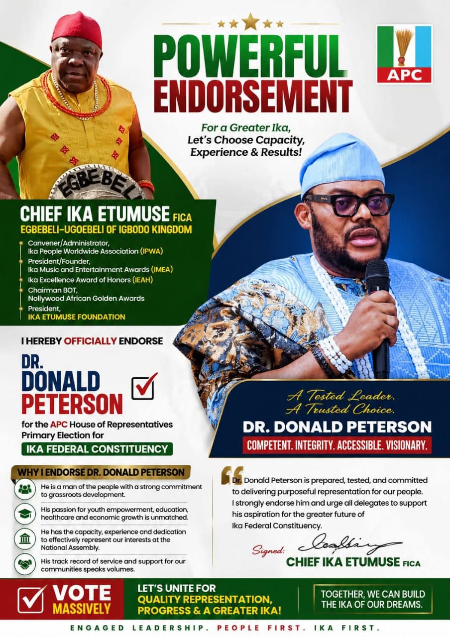“DONALD PETERSON IS THE BEST FOR IKA” - CHIEF ETUMUSE DECLARES