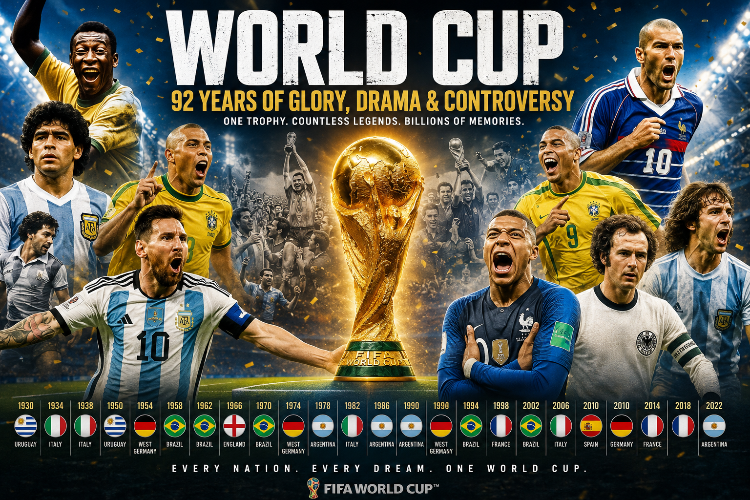 THE FIFA WORLD CUP: A COMPLETE HISTORY OF GLORY, POLITICS, HEROES, HEARTBREAKS AND CONTROVERSIES (1930–2022)