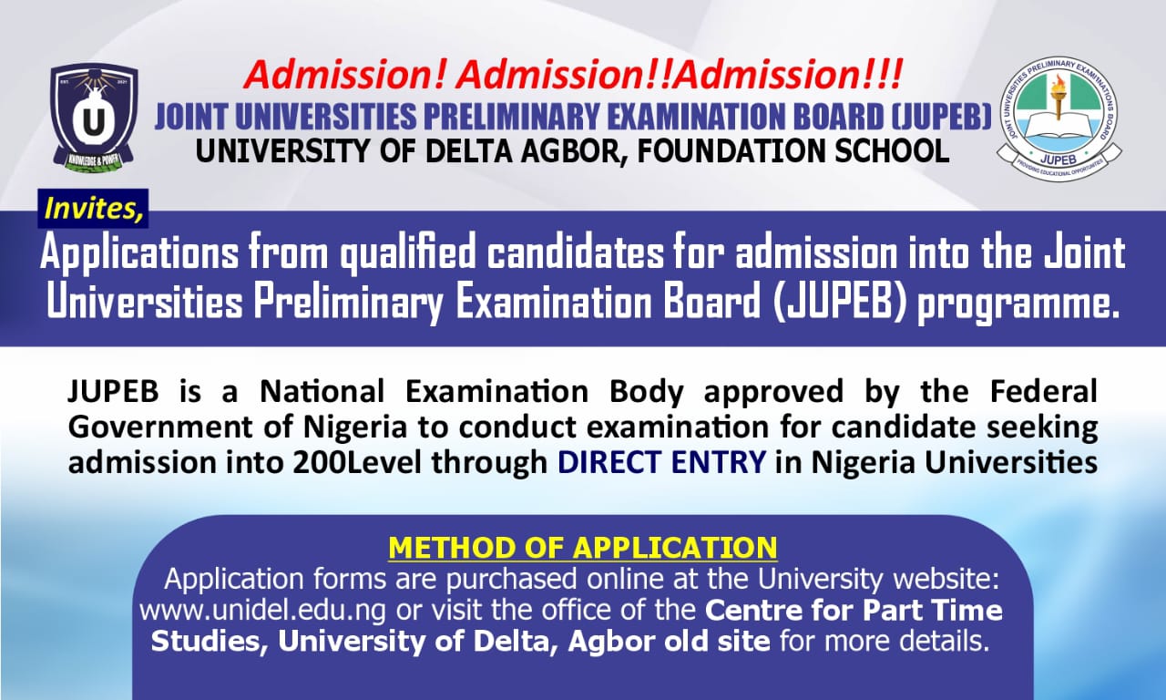 YOUR UNIVERSITY DREAM JUST GOT EASIER WITH UNIDEL JUPEB PROGRAMME