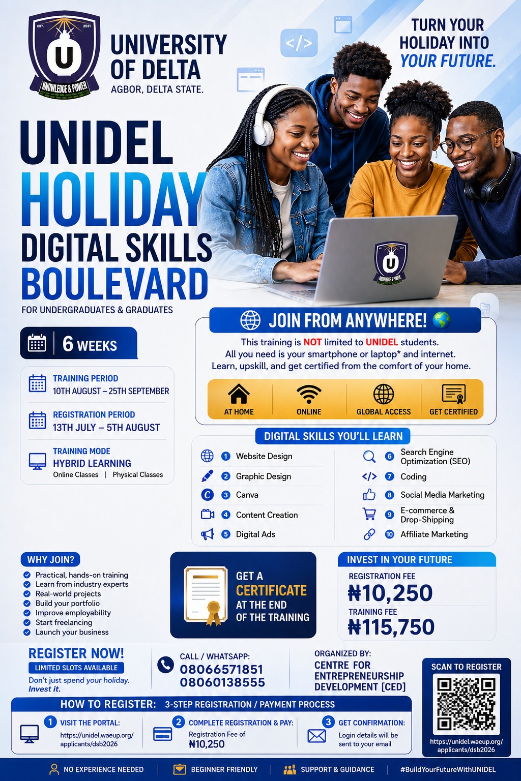 UNIDEL Launches Twin Holiday Skill Programmes to Equip Youths, Undergraduates and Graduates for the Digital Economy
